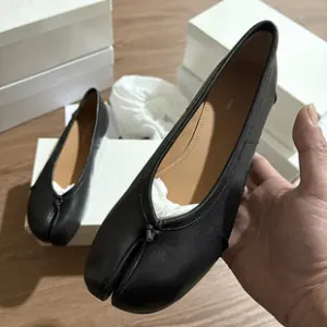 Split-Toe Genuine Leather Flats