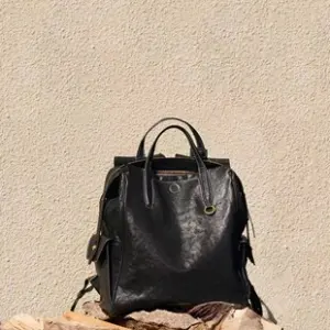 Vegetable-Tanned Leather Laptop Backpack